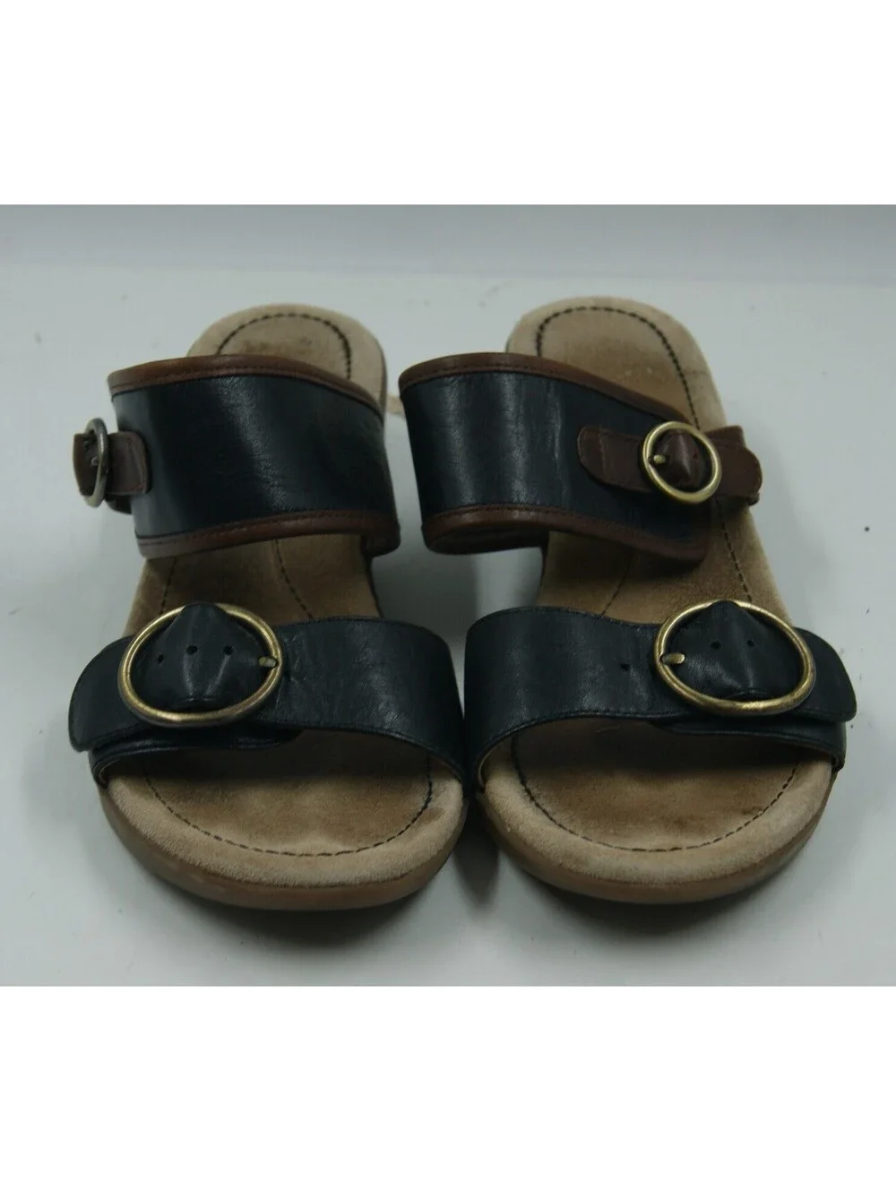 Dansko Lenny Women's Shoes Size 9.5 Black Brown Leather Slip-On Sandal